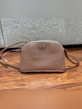 LIKE NEW Kate Spade New York Tinsel Small Dome Rose Gold Glitter Crossbody Purse